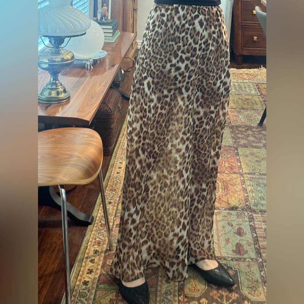 Leopard Print Maxi Skirt - Brown Animal Print Size S